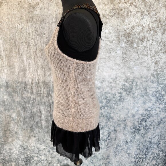 Black Sweater Tank w/Sheer Underlay & Sequins Racer Back - S - Picture 3 of 9